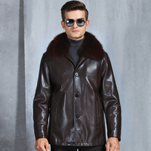 Winter Men Parka leather Jacket Coat Male Thick fur Jacket High Quality Parka Coat with rabbit fur collar 2024 - buy cheap