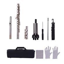 Muslady 16-Hole Flute C Key Cupronickel Material Silver Plated Wind Instrument with Flute Stand Cleaning Cloth Gloves Case 2024 - buy cheap