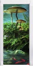 Pegatina de puerta 3D estéreo Fantasy Fish Pond, foto Mural, papel tapiz de vinilo, calcomanías de pared, Mural de puerta de niño, pegatinas de puerta de dormitorio, decoración del hogar 2024 - compra barato