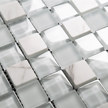 Branco de cristal de vidro misturado mosaico de pedra telhas EHM1068 para cozinha azulejo backsplash chuveiro do banheiro mosaico de azulejos de parede tampa 2024 - compre barato