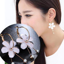 Trendy Geometric Hoop Piercing Round Earrings 5 Petal Acrylic Zircon Tassel Earrings Brincos Oorbellen Transparent Earrings 2024 - buy cheap