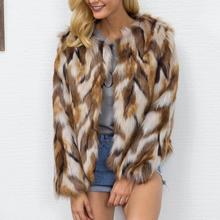Furry Fur Coat Women Fluffy Warm Long Sleeve Outerwear Winter Coat Jacket Hairy Collarless Overcoat 2024 - buy cheap