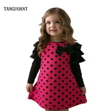 TANGUOANT Hot Sale autumn and spring children clothing girls polka dot dress long-sleeve kids girls princess dress 2024 - купить недорого