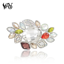 VEYO Rhinestone Crystal Leaf Brooches for Woman  Scarf Pin Luxury Brooch High Quality 2024 - buy cheap