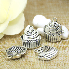 High Quality 50 Pieces/Lot 19mm*22mm Antique Silver Plated Antique Bronze Plated Birthday Cake Charms 2024 - buy cheap