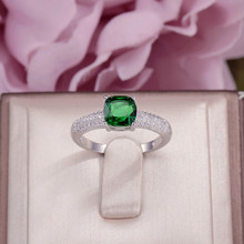 Anéis para as mulheres 100% prata 925 zircônia cúbica verde quadrado pedra fina jóias casamento nupcial anel de noivado encantos acessórios 2024 - compre barato