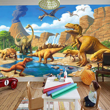 Настенные 3D-обои на заказ, передний фон с изображением динозавра, тираннозавра Рекс, для детской комнаты, спальни, Детские 3D-обои 2024 - купить недорого