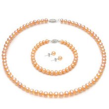 BRIDAL WEDDING SERIES!!! 7-8MM Size Freshwater Pearl Jewelry Set, Fashion Necklace Bracelet Earrings Set for Beautiful Bride 2024 - buy cheap