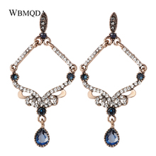 Wholesale Vintage Geometric Drop Earings Fashion Jewelry Bohemian Crystal Antique Gold Long Statement Wedding Earrings For Women 2024 - buy cheap