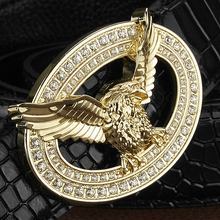 Cinturón ancho con hebilla redonda de águila para hombre, correa de cuero genuino, informal, de lujo 2024 - compra barato