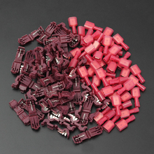 100 peças torneira vermelha t/macho isolado 0.5-1,5 mm2 conectores de fio de emenda rápida combo 22-18 awg 2024 - compre barato