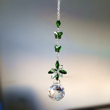 6pcs Green Garland Chakra Spectra Suncatcher Glass Crystal Chandelier Pendant Wedding Hanging Drops Home Decoration 2024 - buy cheap