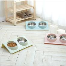 Stainless Steel Pet Dog Double Bowls Food Plate Feeder for Dog Puppy 2024 - buy cheap