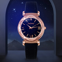 Часы GoGoey женские кварцевые, модные повседневные наручные, с кожаным ремешком, с принтом звездного неба, цвет розового золота 2024 - купить недорого