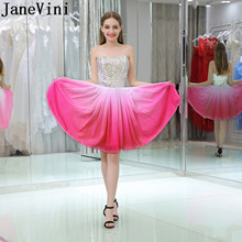 JaneVini 2019 Sexy Short Homecoming Dresses Peach Pink Gradient Chiffon Sequins Formal Dress Knee Length Party Gown robe courte 2024 - buy cheap