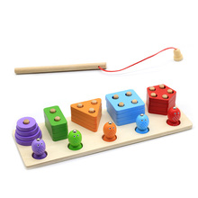 Educational Toys For Children Montessori Fishing Toys Magnet Fishing Puzzles For Kids Geometric Wooden Toy Child Learning Gifts 2024 - buy cheap