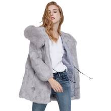 Женское пальто из искусственного меха, зимняя теплая меховая куртка с капюшоном, женское плюшевое пальто, верхняя одежда, женская одежда 2018, меховое пальто с капюшоном C1 2024 - купить недорого