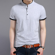 2019 New Summer Men Mandarin Collar T-Shirt Basic Tshirt Male Short Sleeve Shirt New Tops Tees Cotton T Shirt ABZ385 2024 - buy cheap