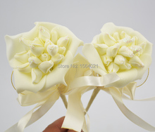 big size foam ivory rose flowers with flower bud stamens Jordan Almond Flower Wedding Favor, Bomboniere 2024 - buy cheap