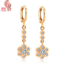 kuniu flower shape drop earrings for women crystal metal material elegant charming banquet wedding fashion jewelry 2024 - buy cheap