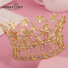 Tiara vintage com design de estrela, acessório de cabelo para casamento, quinceanera, coroa de cristal para concurso com strass 2024 - compre barato