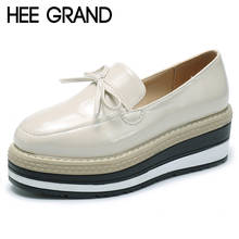 HEE GRAND Bowtie Brogue Shoes Slip On Platform Oxfords Shoes Woman Casual PU Patent Leather Creepers Fashion Women Flats XWD6895 2024 - buy cheap