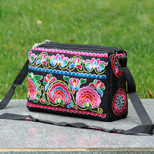 Bolsa de viagem feminina bordada nacionais, floral, multifuncional, vintage, três camadas, com ombro bordado 2024 - compre barato