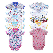 2020 New Little Q Short Sleeve One Piece Bodysuits 10pcs/lot newborn pure 100% cotton girls clothes summer kids printed clothing 2024 - buy cheap
