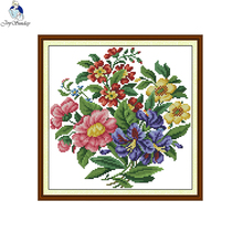 Joy Sunday Beautiful Bouquet Pattern DIY Hand Cross-stitch 11CT 14CT DMC Print Canvas for Embroidery Accessory Tools Needlework 2024 - buy cheap