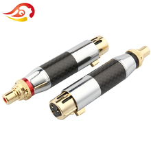 QYFANG-conector de cable hembra de 3 pines de fibra de carbono, conector de Audio de acero inoxidable XLR RCA, adaptador de altavoz mezclador de micrófono 2024 - compra barato