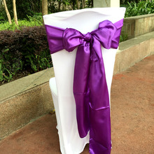 50 шт. фиолетового цвета 6 "x 108" ленты для стула атласная лента на стул бант для свадебного банкета 2024 - купить недорого