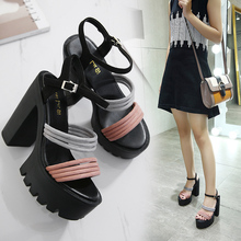 Summer Korean fashion ultra high heel sandals wild Roman style waterproof platform buckle women's sandals. 2024 - buy cheap