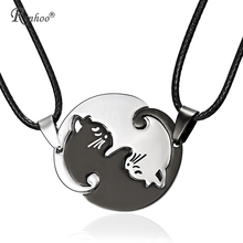 RINHOO-collar de gato de acero inoxidable para hombre y mujer, colgante de Animal, joyería para regalo de San Valentín, color blanco y negro 2024 - compra barato