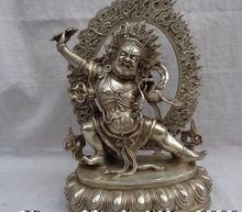Decoración Fábrica de bronce de plata de Tíbet 10 "Buda de plata del Tíbet Vajrapani Chana Dorje Mahakala, estatua de deidad de Buda 2024 - compra barato