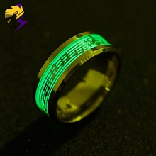 Anel luminoso de piano, anel de musica com luz verde de aço inoxidável que brilha no escuro, para homens e mulheres 2024 - compre barato