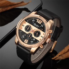 Oulm New Business Auto Date Quartz Watches Men Luxury Brand Casual Leather Wristwatch Military Male Big Clock relogio masculino 2024 - buy cheap