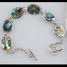 Free shipping Fashion Jewelry New Zealand Abalone Shell Art Beads Gem Bracelet 8" G5909 2024 - buy cheap