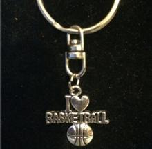 Chaveiro com conector rotativo de 25mm, chaveiro vintage eu love basquete, achados de joias femininas para presente 2024 - compre barato