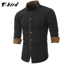 T-Bird New Brand 2018 Men Shirt Personality Trim Dress Shirt Long Sleeve Slim Fit Camisa Masculina Casual Male Hawaiian Shirts 2024 - buy cheap