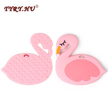TYRY.HU 5pc/lot Food Grade Silicone Flamingos Teether Cartoon Swan DIY Teething Necklace Pacifier Clip Chain Accessories Pendant 2024 - buy cheap