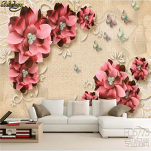 Beibehang-papel tapiz 3D de Gran mural personalizado, para pared, dormitorio, tv, fondo en relieve, foto de flores, mural, decoración del hogar 2024 - compra barato