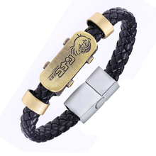 HSIC Fashion Jewelry Leather Bracelet Stainless Steel Conan Charm Wristband Cosplay Anime Gifts 10117 2024 - buy cheap