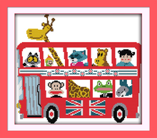 Animal bus cross stitch kit cartoon monkey stitching aida 14ct 11st pattern printed embroidery DIY handmade needlework 2024 - buy cheap