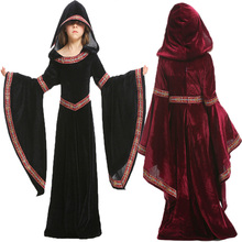 Kids Children Halloween Sorceress Witch Cosplays for Girls Medieval costumes Carnival Purim Stage play party dresses 2024 - buy cheap