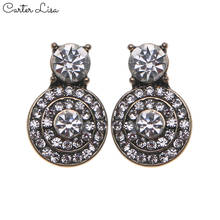 CARTER LISA Fahion Wedding Jewelry Design Water Crystal Earrings Rhinestones Stud Earrings Round Crystal Earrings pendientes 2024 - buy cheap