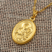 Anniyo Mary Our Lady and Son Pendant Necklace Gold Color Catholic Church Jewelry,Russian Orthodox Church for Women #052704 2024 - buy cheap