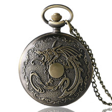 Bronze Vintage Chinese Zodiac Dragon healthy Pocket Watch Necklace Pendant Men's Women Gift P405 2024 - buy cheap