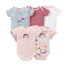 Pelele de manga corta para bebé, ropa de verano para niño recién nacido, disfraz unisex de algodón, 5 unids/set/conjunto, traje de cuerpo de amor para niño pequeño 2019 2024 - compra barato