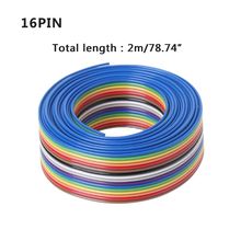 Cable de extensión de cinta IDC plana de 2m y 16 Pines, Cable DuPont arcoíris con cables de conexión de paso de línea de 1,27mm 2024 - compra barato