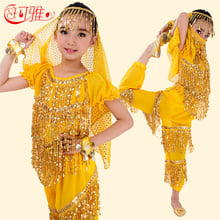 2019 novas meninas vestido indiano crianças trajes de dança do ventre desempenho vestido para crianças presente 4 cores S-XXL bellydance vestido indiano 2024 - compre barato